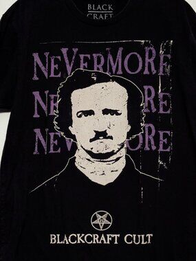 BlackCraft Cult Edgar Allan Poe Nevermore Gothic Graphic Tee Black Large
